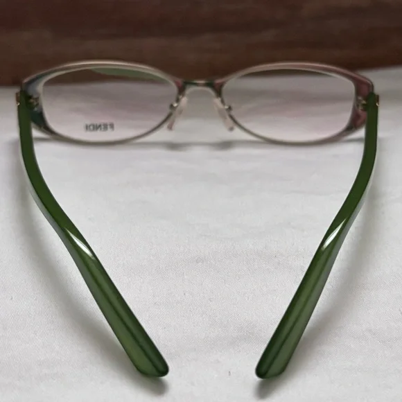Fendi Silver and Green Frames with Authentic Cards F899 50 16 317 140 Fendi F905 317 Silver Olive Green Metal Luxury Italy  main image 3